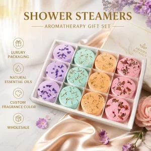 Packaging Shower Steamers Natural Essential Oils Aromatherapy Gift Set Custom Fragrance Color