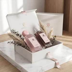 Pastel Pink Transparent Perfume Bottle Gift Set Packaging Flat Round Cap Cosmetic Container for Brand Collections