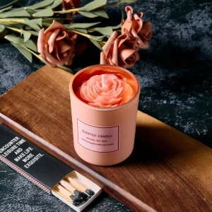 Peony Flower Shaped Scented Candle Clear Glass Jar 3D Floral Soy Wax Aromatherapy Romantic Home Decor Candle