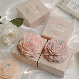 Peony Shaped Candle Scented Soy Wax Flower Candle Aroma Souvenir Candle for Home Decor Gift Box Composition Party Wedding Votive