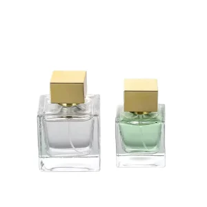 Perfume Bottle Packaging 30ml 50ml Clear Refillable Square Glass Perfume Spray Bottle