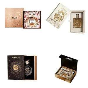 Perfume Gift Box Custom Designed Double Door Flip Top UV Printed Light Luxury Style Premium Gift Set Packaging