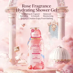 Plant Essence Moisturizing Hydrating Soothing Rose Fragrance Liquid Shower Gel for Women Dry Normal Skin