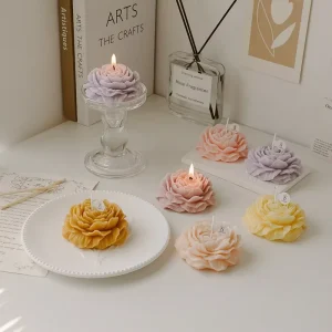Popular Home Decor Handmade Flower Aromatherapy Peony Shaped Flower Scented Candle for Wedding Celebration Gift