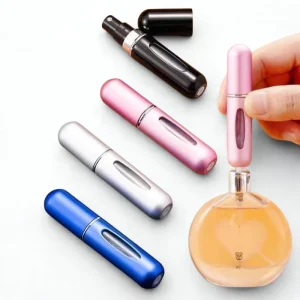 Portable High Quality Unisex Refillable Aluminum Perfume Pump Spray Bottles 5 ML Logo Print Cosmetics Makeup Personal Care