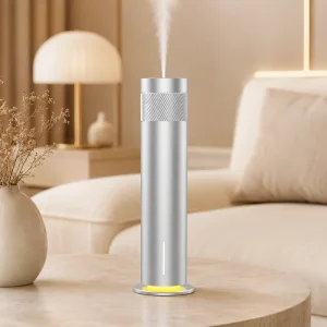 Portable Rechargeable Remote Control Metal Tower Electric Aroma Essential Oil Diffuser for Hotel & Household Use