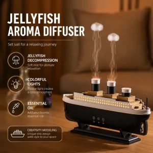 Portable Smart Jellyfish Mist Mini Air Humidifier & Aroma Diffuser 250 ml Boat Design for Office for Home