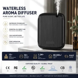 Portable Waterless Aroma Diffuser Machine Rechargeable Battery Operated Smart Diffuser for Bedroom Home