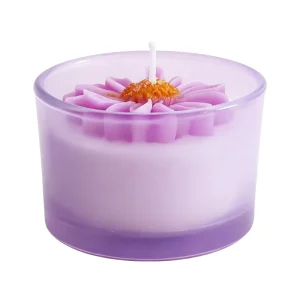 Premium Flower Shaped Scented Candle in Glass Cup Natural Plant Essential Oil Wax Aroma Candle for Wedding & Spa Home Decor