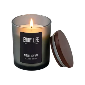 Premium Frosted Glass Jar Wooden Lid Handmade Aromatherapy Scented Soy Wax Candle Custom Color Private Label OEM Holiday Easter