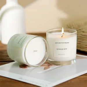 Premium Handmade Soy Wax Modern Transparent Glass Scented Candle Jar with Aromatherapy for Diwali and Ramadan Home Decor