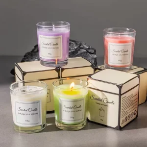 Premium Handmade Soy Wax Scented Candle in Glass Jar with Paper Box Non Toxic & Environment Friendly Luxury Aromatherapy Candle