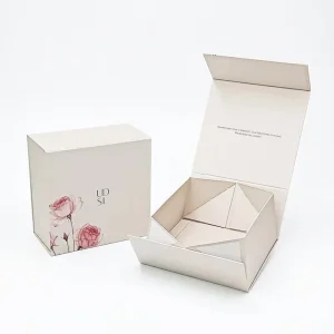 Premium Luxury Rigid Cardboard Pink Floral Gift Box Packaging for High end Skincare with Custom Logo