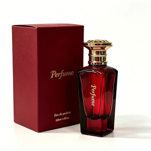 Premium Perfume Bottle 50ml Deep Red Glass Fragrance Container with Gold Lid Gift Packaging Custom Available
