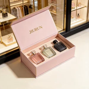 Premium Pink Magnetic Gift Box Custom Logo Luxury Rigid Cardboard Packaging for Fragrance Perfume Gift Set Box With Insert