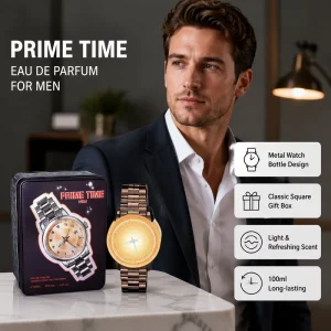 Prime Time Men Watch Shaped Eau De Parfum 100Ml Light Refreshing Scent Wristwatch Bottle