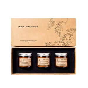 Private Label Amber Glass 100g 3 Pack Soy Wax Candle Scented Candle Gift Set With Gift Box Package