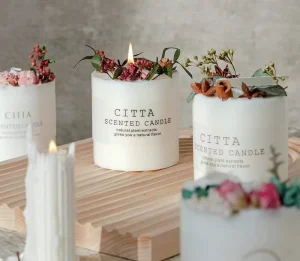 Private Label Luxury Custom Dry Flower Scented Candles Gift Set Natural Soy Wax Holiday Thanksgiving Edition Pillar