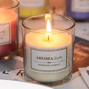 Private Label Modern Style Clear Glass Jar Custom Colorful Aromatic Soy Wax Scented Candle for Home Decoration