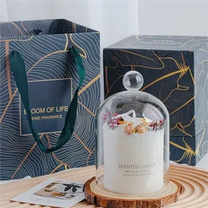 Private Label Spiritual Custom Beautiful Organic Luxury Fragrance Soy Wax Dry Flower Scented Candles for Wedding Decoration