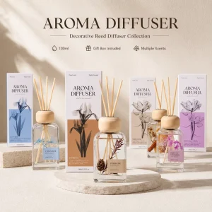 Private Label Square Bottle Reed Diffuser with Natural Reeds