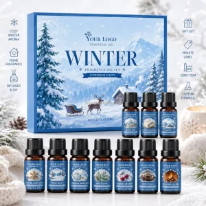 Private Label Winter Premium Fragrance Oil Set Christmas Essential Oils Gift Kit for Diffuser Aroma Soap Perfume DIY