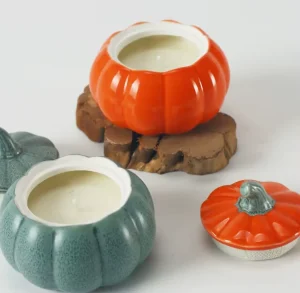 Pumpkin Ceramic Smokeless Soy Wax Scented Candle for Home Indoor Romantic Fragrance Long lasting Calming Effect