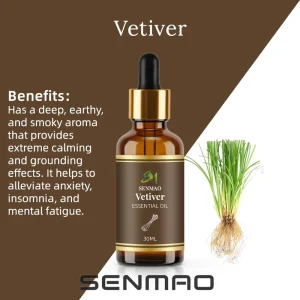 Pure Natural Vetiver Essential Oil Calming and Relaxing Nourishes the Skin Suitable for Skincare and Aromatherapy