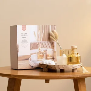 Pure Oil Waterless Fireless Aromatherapy Sets Vertical Striped Scented Candle Cup with Reed Stick Diffuser Aromatherapy Gift Box