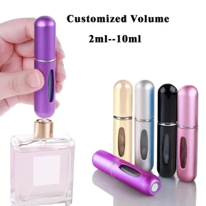 QIRUI Portable Mini Press Hydration Spray Bottle 5ml 10ml Reusable Travel Glass Empty Perfume Refill Pump Sprayer Atomizer Reed
