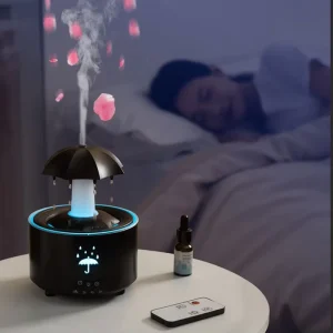 Rain Cloud Umbrella Aroma Diffuser Colorful Light Ultrasonic Humidifier 300ml Rotating Raindrop Essential Oil Diffuser