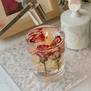 Real Flower Aromatherapy Crystal Cup Soy Wax Floral Candle Essential Oil Incense Scented Candles Bedroom Fragrance Ornament
