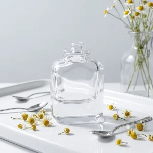 Recyclable 50ml clear Empty Glass Perfume Bottle With Pump Spray Cap