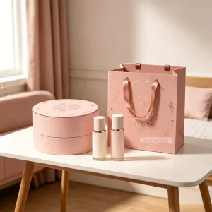 Recyclable Custom Valentine’S Day Skincare Sets Packaging Personalized Embossed Round Gift Box With Velvet Insert