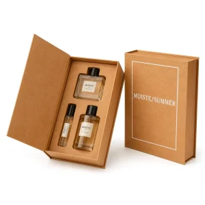 Recyclable Eco Friendly Reusable Custom Kraft Paper Magnetic Gift Box with Sponge Lining Rigid Folding Box for Perfume Set
