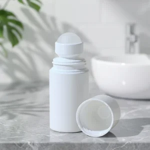 Recyclable White Cylindrical 30ml 60ml Plastic Roll on Bottle with Custom Print for Antiperspirant Perfume Use