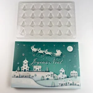 Recycled Materials Empty Christmas Wax Melts Advent Calendar Box with Embossing for Bath Bombs Candles Skincare