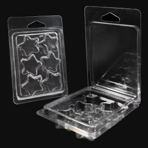 Recycled PET Plastic Blister Process Clamshell Box Euro Hole for 6 Cubes Star Shape Wax Melt Packaging Customizable