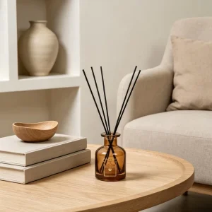 Reed Diffuser Bottle with Aroma Sticks and Wooden Cap
