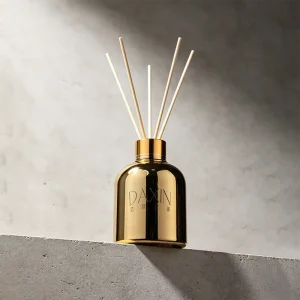 Reed Diffuser Glass Bottles 150ml 200ml Golden Electroplating Color Round Glass Bottles with Logo Printing