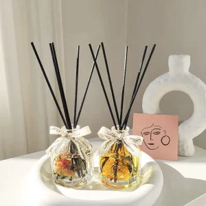 Reed Diffuser Manufacturers 100ML Home Decor Luxe Glass Reed Diffuser with Dry Flower