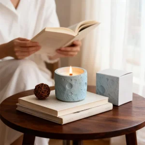 Relaxlines Fresh Aromatherapy Holiday Candles Cylinder Shaped Concrete Jar Decorative Home Handmade Environment Friendly Natural