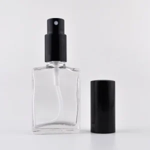 Reusable 15ml 30ml 50ml 100ml Clear Rectangle Cosmetic Package Fine Mist Gold Spray Pump Glass Perfume Bottle