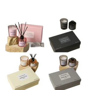 Romantic 4-Piece Scented Candle Reed Diffuser Set Long Lasting Aromatherapy Gift Box Weddings Parties Home Decoration Non-Fire