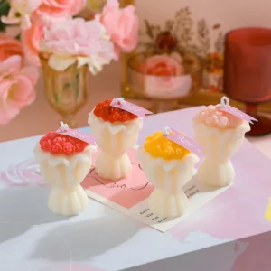 Romantic Floral Organic Holiday Home Decor Gift Aromatherapy Handmade Soy Wax Bouquet Shaped Scented Candle