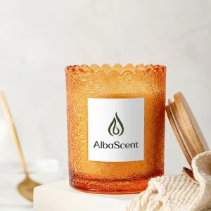 Romantic Lace Embossed Glass Jar Scented Candle Natural Organic Hand Poured Soy Wax Aromatherapy Candle for Home Decor