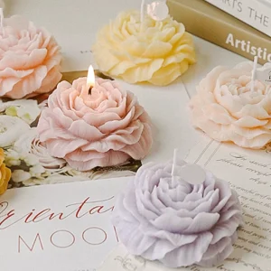Romantic Peony Shaped Handmade Environment Friendly Art Scented Candles Multi Color Floral Scent Thanksgiving Christmas Wedding
