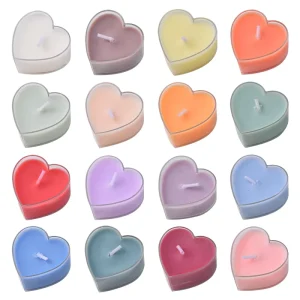Romantic Wedding Decoration Heart Shaped Plant Wax Scented Candles 4 Hour Burn Time Heart Tea Lights for Birthdays & Proposals