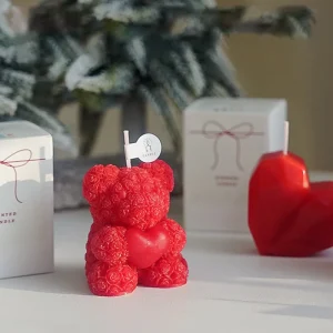 Rose Bear Scented Soy Wax Candles for Christmas Easter Valentine’s Day Wedding Home Decoration Bars Use