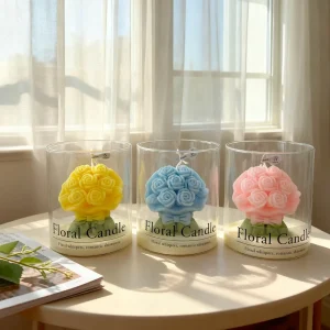 Rose Bouquet Glass Scented Candles for Wedding Favors Romantic Ambiance & Decorative Use